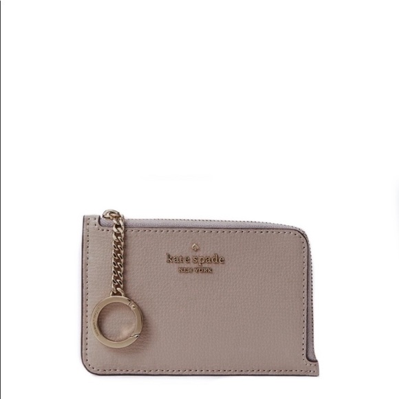 ♠️Kate Spade Darcy Medium L-Zip Card Holder Key Ring Wallet Warm